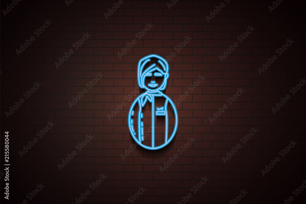 Poster stewardess avatar icon in neon style. one of avatars collection icon can be used for ui/ux