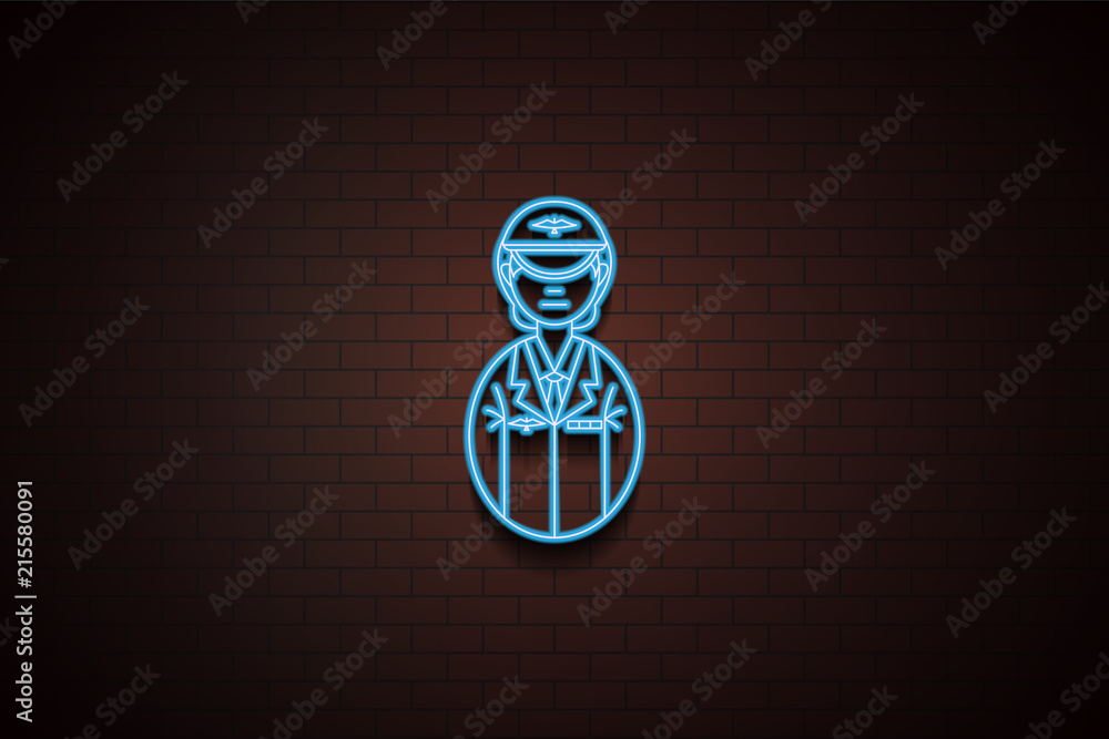Aufkleber avatar pilot icon in neon style. one of avatars collection icon can be used for ui/ux