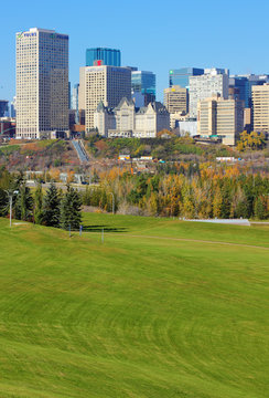 Cityscape of Edmonton, Alberta, Canada, during the autumn season.