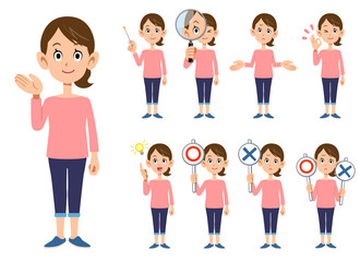 女性の9種類の仕草と表情_全身
