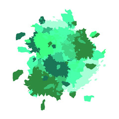 Abstract Watercolor Stain, Splashes and Drops of Deep Forest Color, Smudges, Droplets, Color Element For Artistic Painting Work