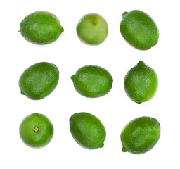 sliced lime isolated on white background. Top view. Set or collection