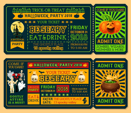 Halloween ticket template for horror night party