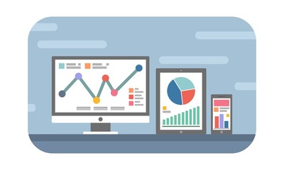 Website and Mobile Analytics Concept for Website Banner and Landing Page in trendy design