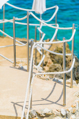 Sketches with beach umbrellas at Cape Martin. Cote d'Azur. France
