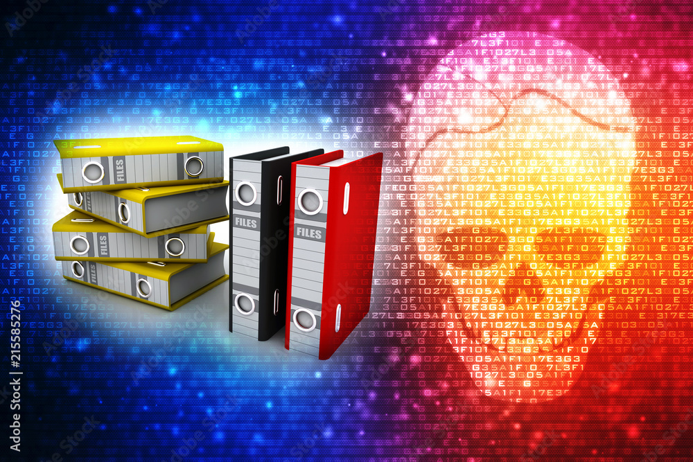 Aufkleber 3d illustration of archive folders stack, business files and folders in digital background