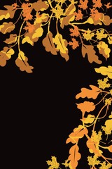 autumn leaves corner border decorative background design with space for text