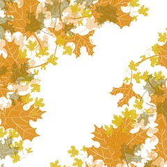 Autumn leaves border frame design background with open center for text, paper, invitation, party, ad design