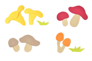 Mushroom paper cut on white background - isolated