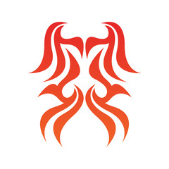 Tribal flame decoration. Simple fire tattoo. Burn decoration.