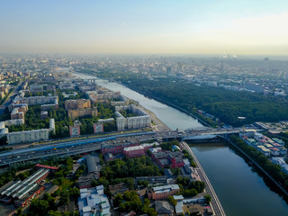 Fototapeta premium Aerial view of city center of Moscow Russia