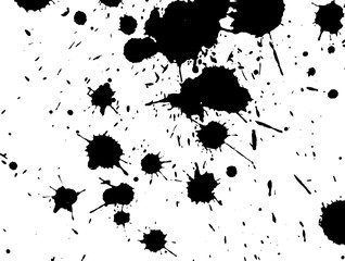 Handdrawn grunge texture. Abstract ink drops background. Black and white grunge illustration. Vector watercolor artwork pattern.