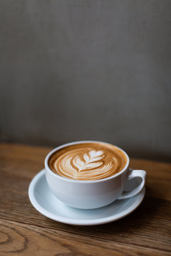 A cup of cappuccino with latte art