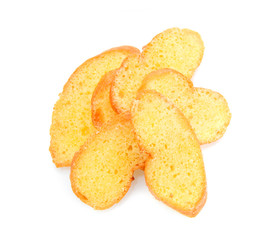 Baked with butter, sugar on white background