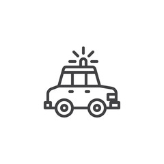 Police car outline icon. linear style sign for mobile concept and web design. Police Patrol Vehicle simple line vector icon. Symbol, logo illustration. Pixel perfect vector graphics