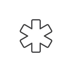Hospital outline icon. linear style sign for mobile concept and web design. Medical star simple line vector icon. Ambulance Symbol, logo illustration. Pixel perfect vector graphics