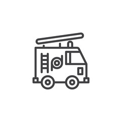 Fire truck outline icon. linear style sign for mobile concept and web design. Firefighter simple line vector icon. Symbol, logo illustration. Pixel perfect vector graphics