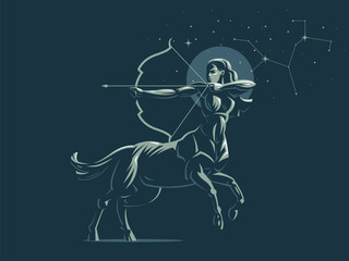 Fototapeta premium Sign of the zodiac Sagittarius. The constellation of Sagittarius. Vector illustration.