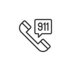 Emergency call outline icon. linear style sign for mobile concept and web design. 911 telephone simple line vector icon. Symbol, logo illustration. Pixel perfect vector graphics