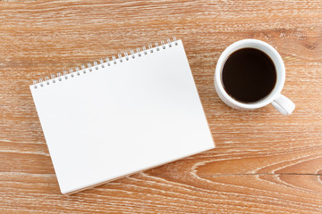 notebook and coffee