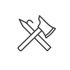 Fireman tools outline icon. linear style sign for mobile concept and web design. Firefighter equipment simple line vector icon. Symbol, logo illustration. Pixel perfect vector graphics