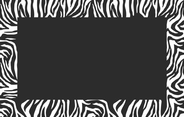 Blank Photo Frame. Zebra pattern. Stylish stripes frame. For the cover design. Vector background.