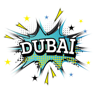 Dubai Comic Text in Pop Art Style.