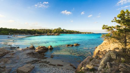 Fototapeta na wymiar Spiaggia Capriccioli, beach of Emerald coast, east Sardinia island, Italy