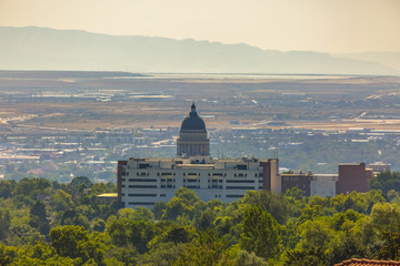 Utah State Capital building with haze