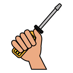 hand with screwdriver tool