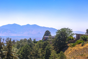 Obraz premium View of mountains and Utah State Capital building