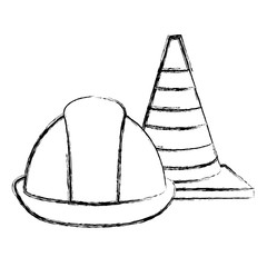 construction helmet with cones