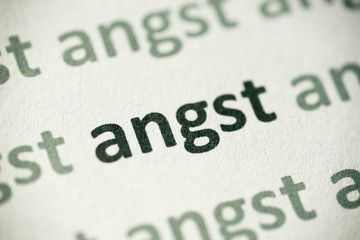 word angst printed on paper macro