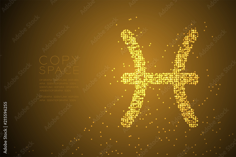 Poster abstract geometric bokeh circle dot pixel pattern pisces zodiac sign shape, star constellation conce