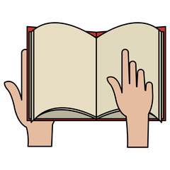 hands with text book