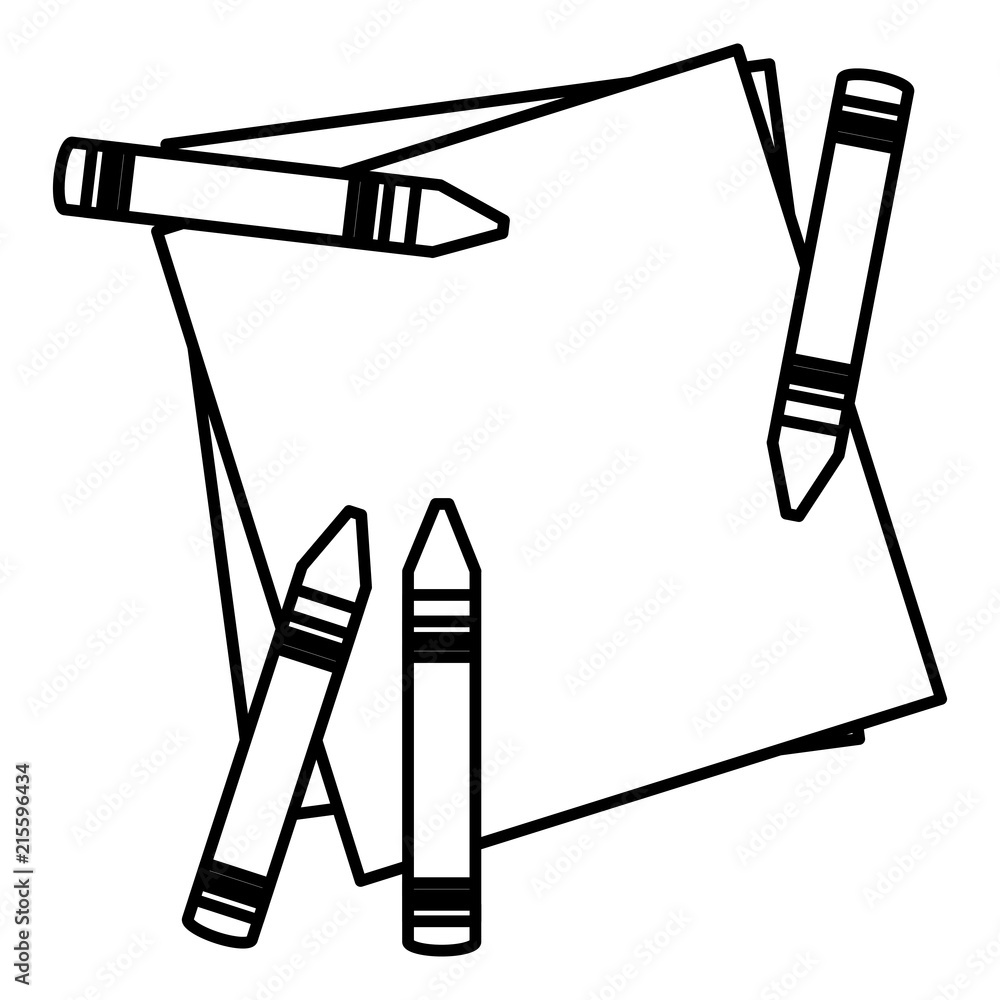 Poster notebook paper sheet with crayons
