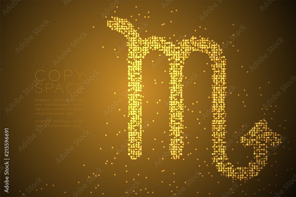 Poster abstract geometric bokeh circle dot pixel pattern scorpio zodiac sign shape, star constellation conc