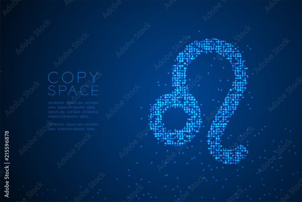 Poster abstract geometric bokeh circle dot pixel pattern leo zodiac sign shape, star constellation concept 