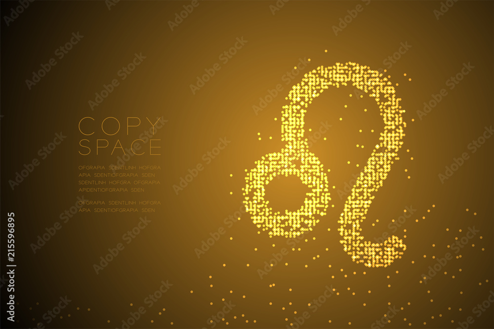 Poster abstract geometric bokeh circle dot pixel pattern leo zodiac sign shape, star constellation concept 
