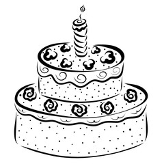 Cake with one burning candle, beautiful holiday