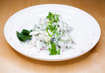 Dish, vegetable salad with mayonnaise