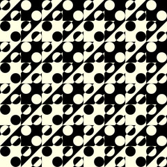 Seamless geometric pattern. Classic polka dot pattern in a patchwork collage style. Vector image.