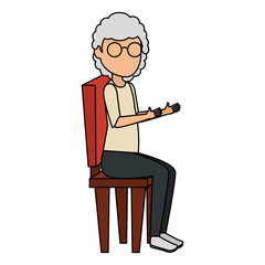 cute grandmother in the chair character vector illustration design