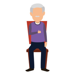 cute grandfather in the chair avatar character vector illustration design