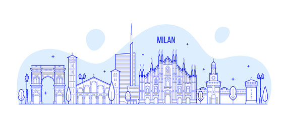 Fototapeta premium Mediolan panoramę miasta Włochy wektor budynki