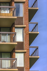 Zoomed in close up view of balconies