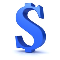 dollar sign 3d blue isolated