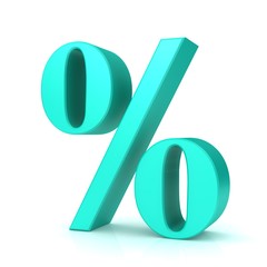 percent sign 3d turquoise % interest rate percentage icon isolated