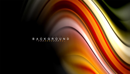 Fluid colors abstract background, twisted liquid design on black, colorful marble or plastic wave texture backdrop, multicolored template for business or technology presentation or web brochure cover