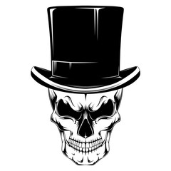 Skull in a hat cylinder.